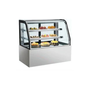 Exhibidora de tortas vidrio curvo 1,20 MTR Acero inox- Silc