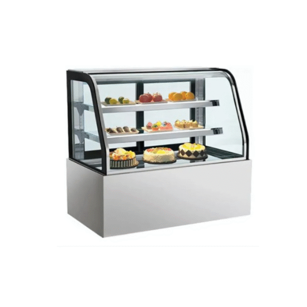Exhibidora de tortas vidrio curvo 1,20 MTR Acero inox- Silc